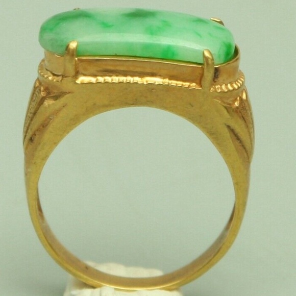 Cert'd Genuine Untreated Green A Jadeite Jade 925 Silver US 6 Ring - Picture 6 of 12
